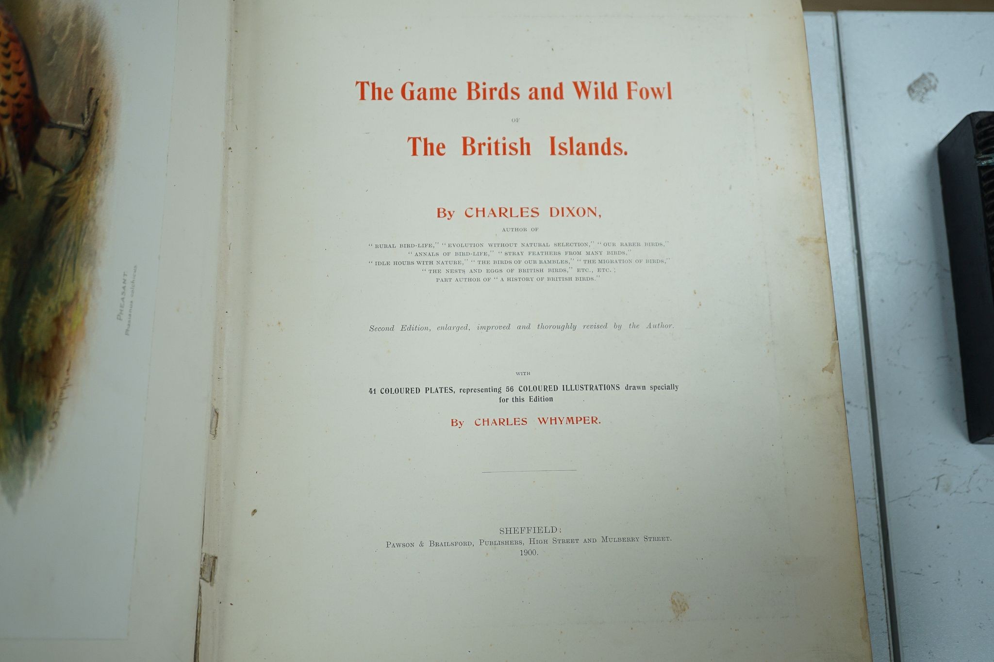Dixon, Charles - The Game Birds and Wild Fowl of the British Islands. Edition de Luxe (of 100 numbered copies) of the 2nd (enlarged, improved and thorough revised) edition. 41 coloured plates (by Charles Whymper) mounted